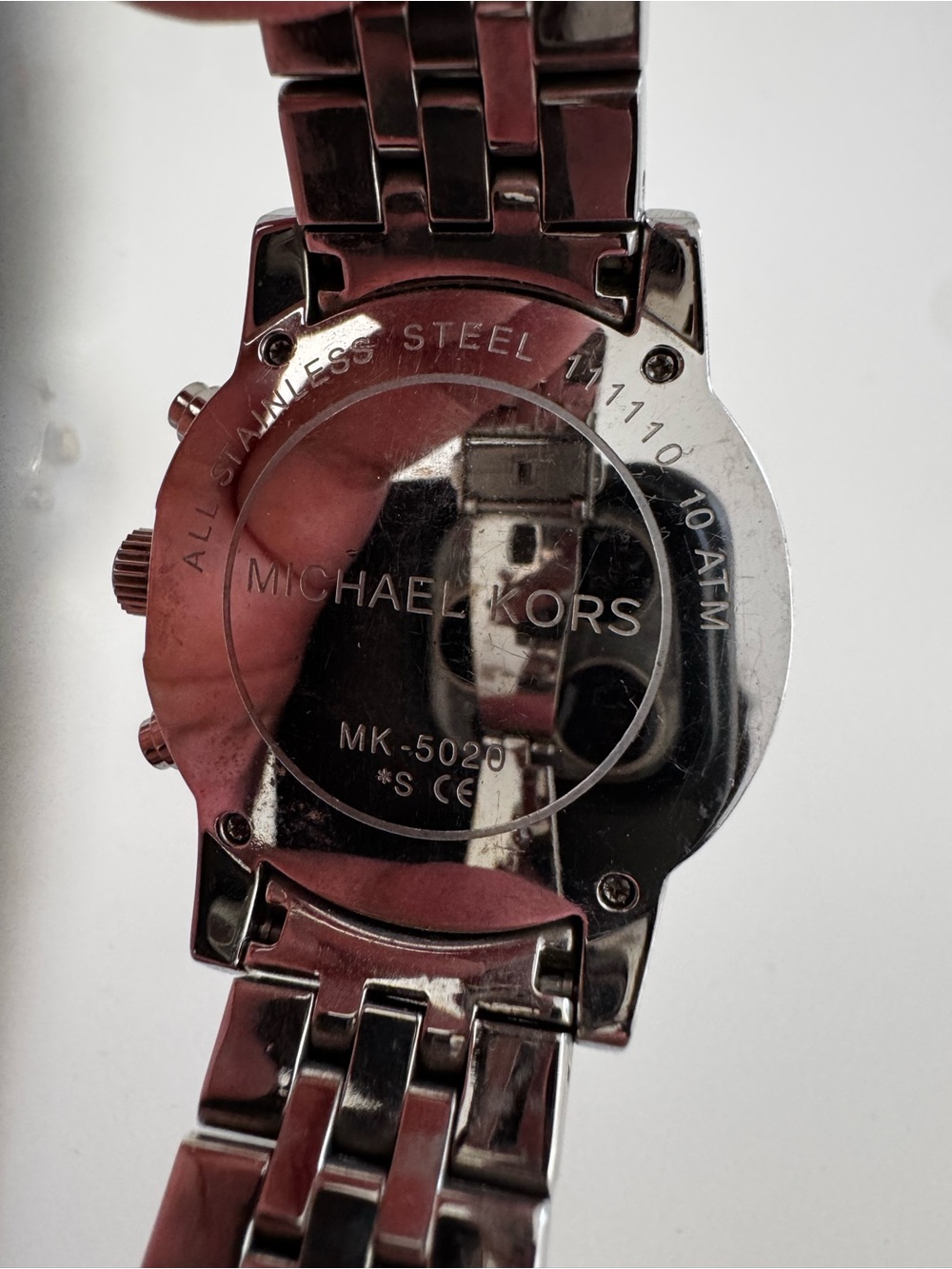 Michael Kors Silver Mother-of-Pearl Dial Crystal Chronograph Watch - Picture 3 of 6